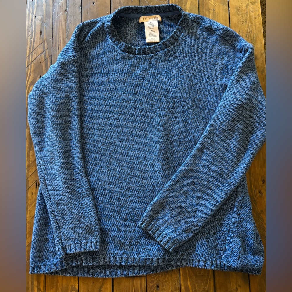 Philosophy Blue Sweater Women’s Medium Soft Cozy Relaxed Fit Cotton